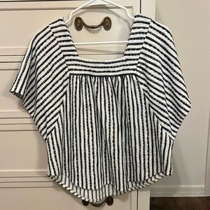 Madewell ivory and navy striped top size small